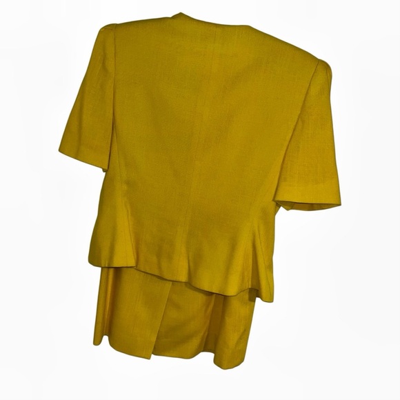 Vintage Gilmor Yellow Pencil Skirt Jacket Blazer Suit Set 8 retro 80s 90s - Picture 6 of 10